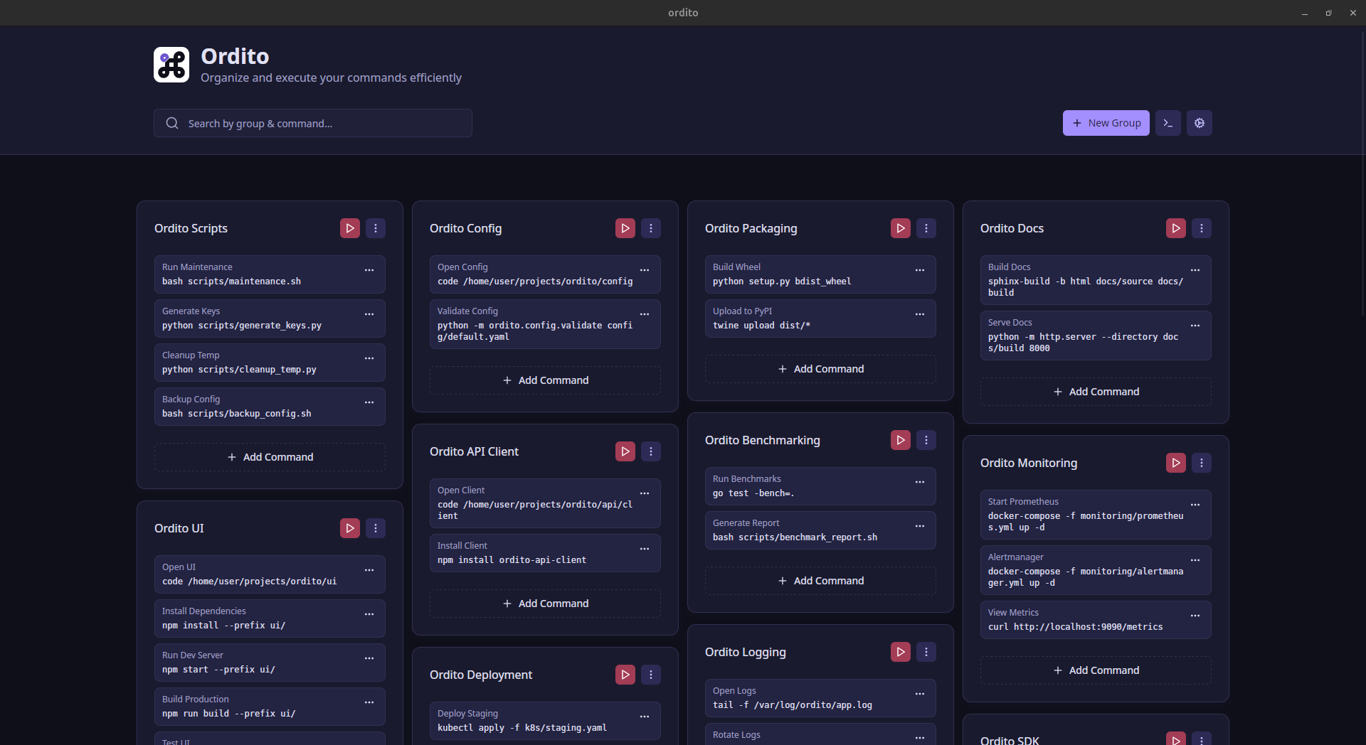 Screenshot of Ordito application interface